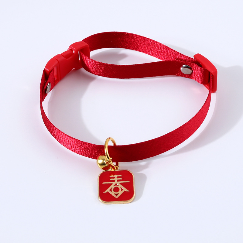 Vòng cổ đính chuông phong cách Trung Hoa mùa xuân dành cho cún cưng