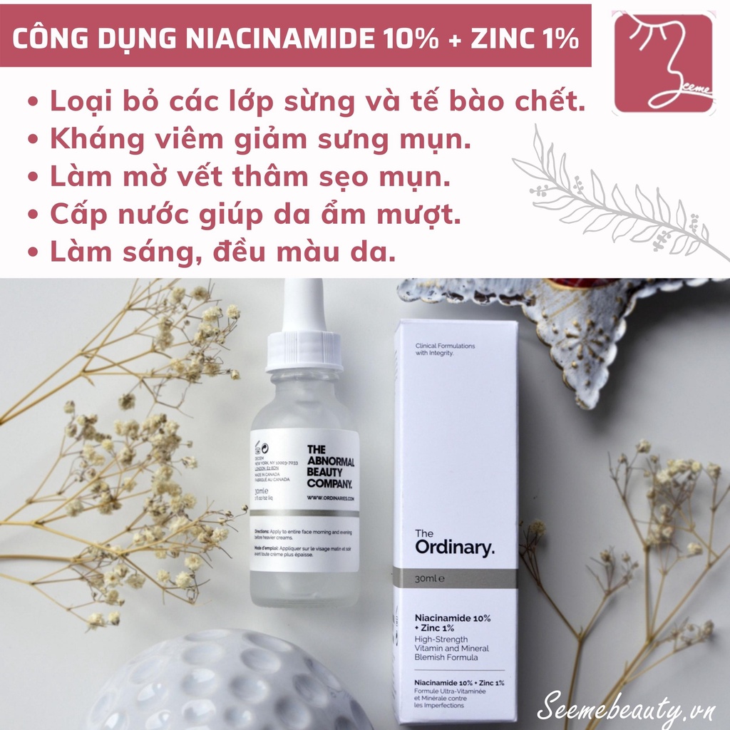 [AUTH, BILL MỸ] Tinh Chất The Ordinary Niacinamide 10% + Zinc 1% Giảm Mụn, Thâm [SeeMe beauty] SE-005