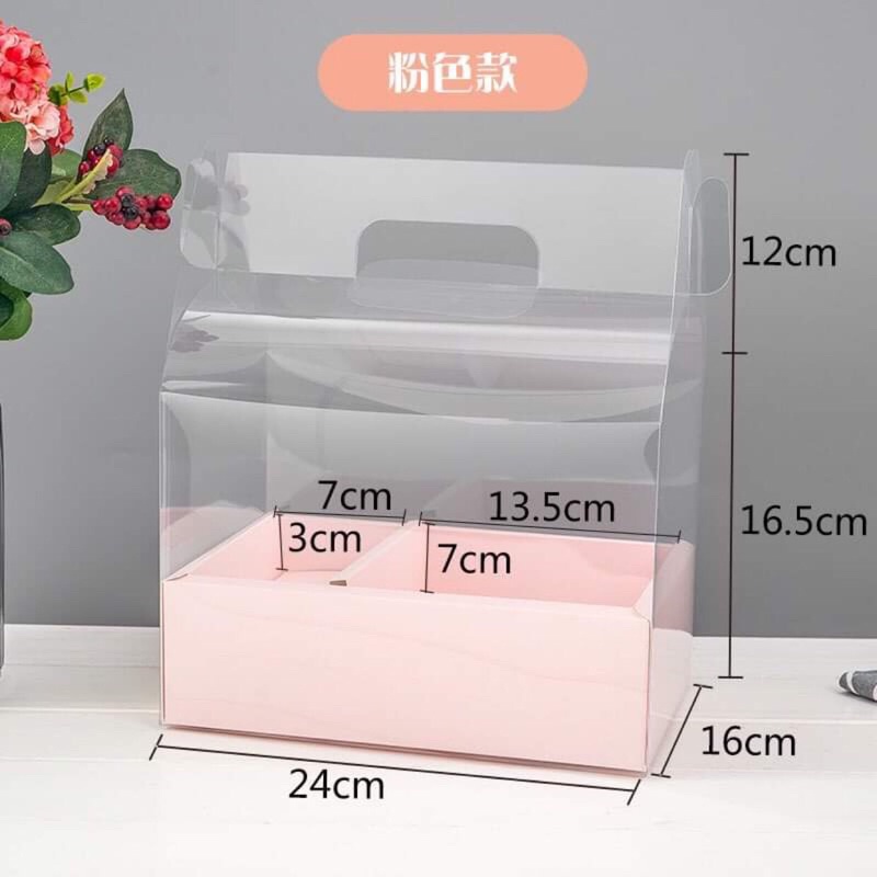 Hộp đựng bánh , hoa , trái cây trong suốt 2 ngăn