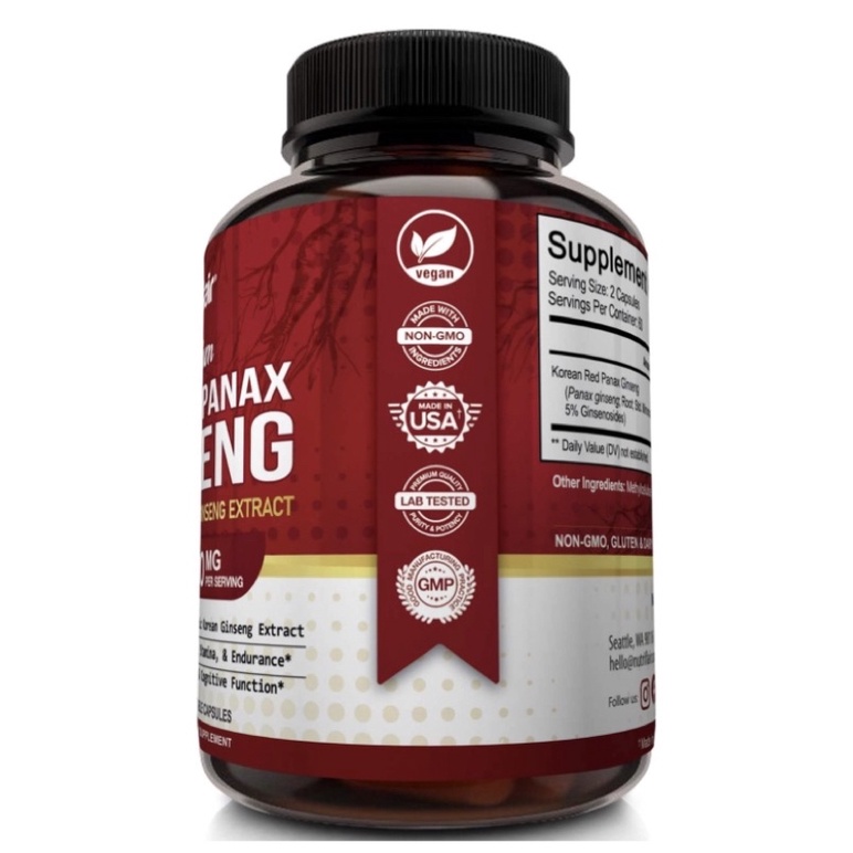 Viên nhân sâm Hàn Quốc liều cao NutriFlair Korean Red Panax Ginseng 1600mg 120viên USA
