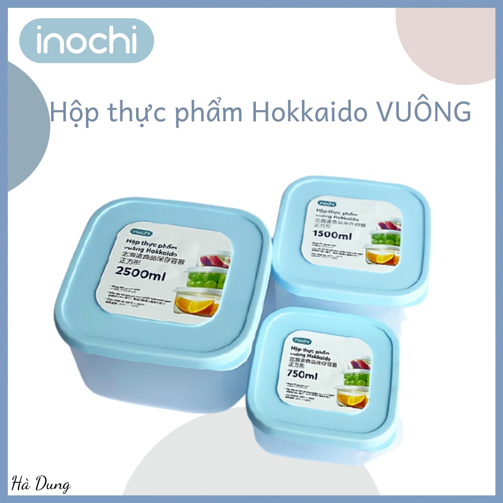 [6 Size] Hộp Nhựa Đựng Thực Phẩm Dùng Cho Tủ Lạnh, Lò Vi Sóng HOKKAIDO Inochi (Dạng Vuông)