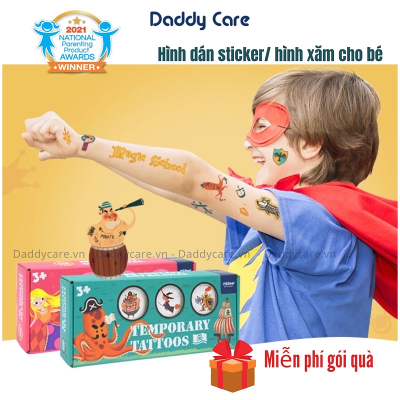 Hình Xăm Tạm Thời và Hình Dán Móng tay An Toàn Cho Trẻ Temporary Tattoos Mideer Chú Sâu Háu Ăn