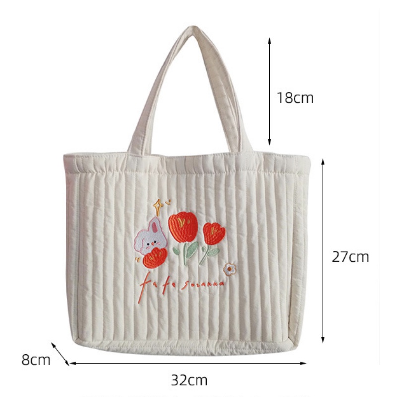 Túi Xách Đựng Laptop Khổ A4/14 Inch Thêu Hoa Tulip