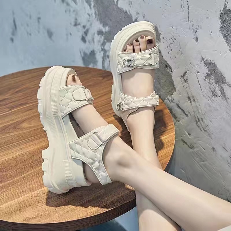 Dép xăng đan Giày Đế Xuồng Dày Nâng Chiều Cao Phong Cách Mùa Hè Mới Dễ Phối Đồ