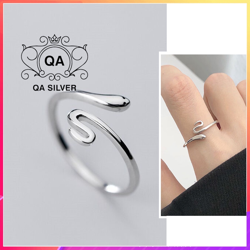 Nhẫn bạc 925 hình rắn nam nữ trơn hở tối giản S925 SNAKE Silver Ring QA SILVER RI200406