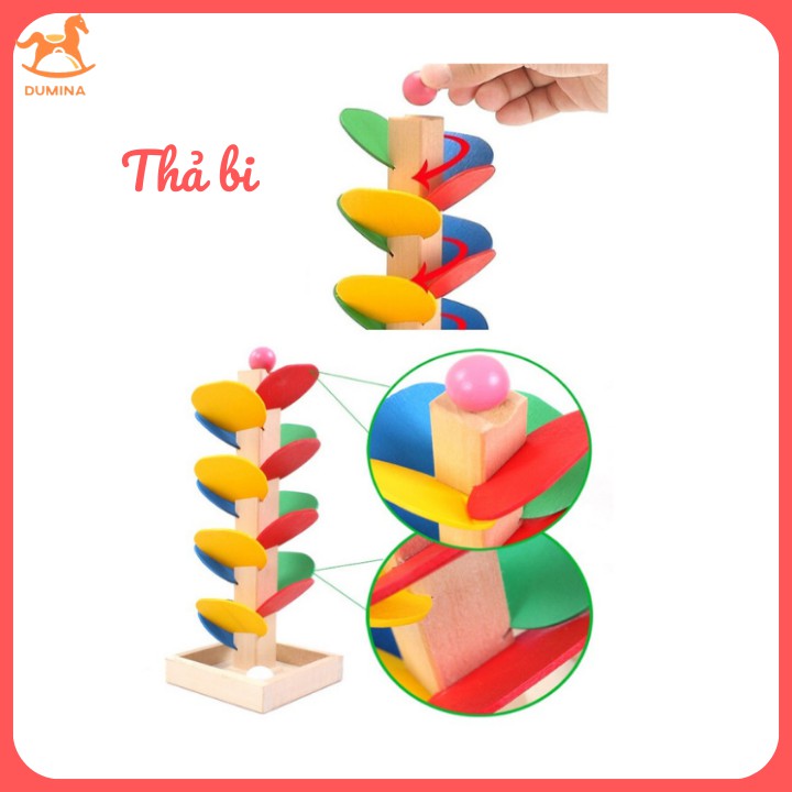 Đồ chơi thả bóng hình tháp lá Montessori bằng gỗ cho bé yêu