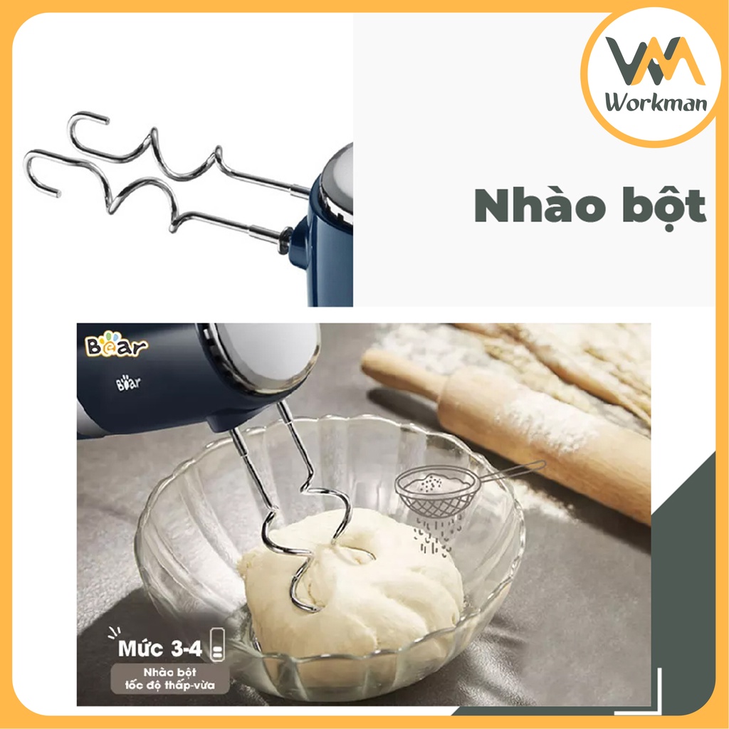 Máy Đánh Trứng Đánh Kem Trộn Bột Cầm Tay Bear - 10 Cấp Độ - HÀNG CHÍNH HÃNG