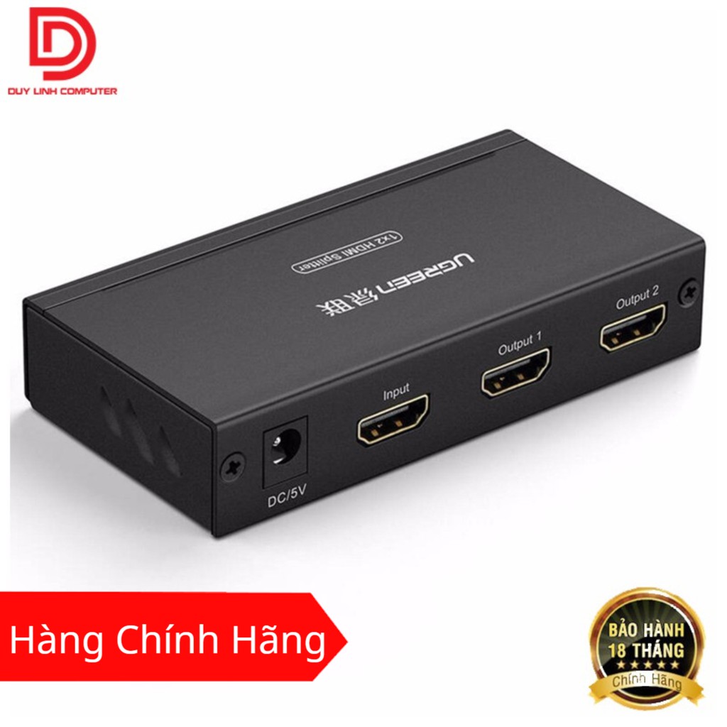 Bộ chia HDMI 1 ra 2 Ugreen UG- 40201 hỗ trợ 1.4v, 3D chất lượng cao