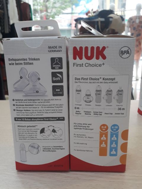 Bình sữa Nuk First Choice thủy tinh 120ml  - hàng Đức xách tay