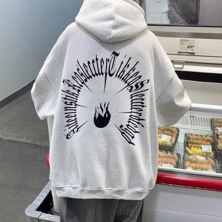 Áo hoodie Dáng Rộng In Chữ Phong Cách hip hop Đường Phố Hàn Quốc Thời Trang Mùa Đông Cho Nam Và Nữ