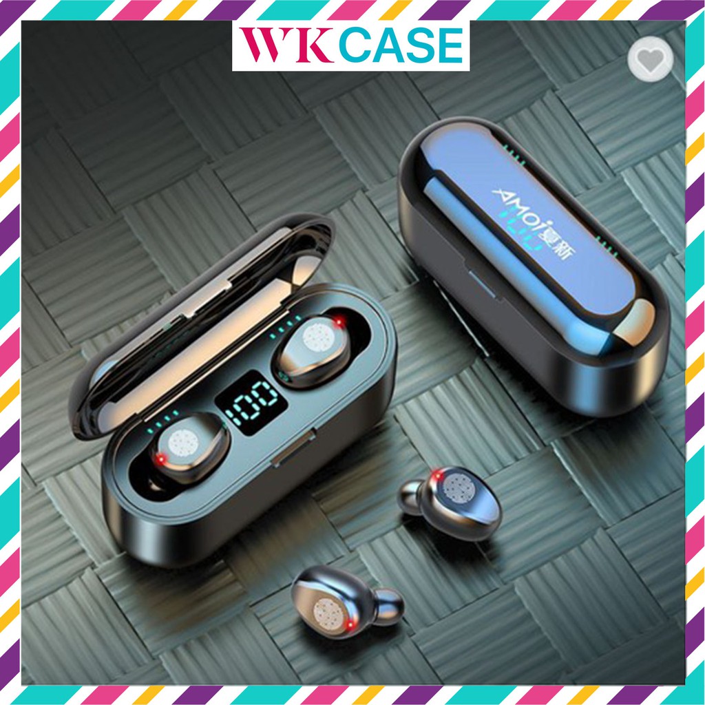 Tai Nghe Bluetooth Amoi F9 TWS 5.0 bản QUỐC TẾ, cảm ứng, chống nước IPX5, chống ồn, tích hợp sạc dự phòng.