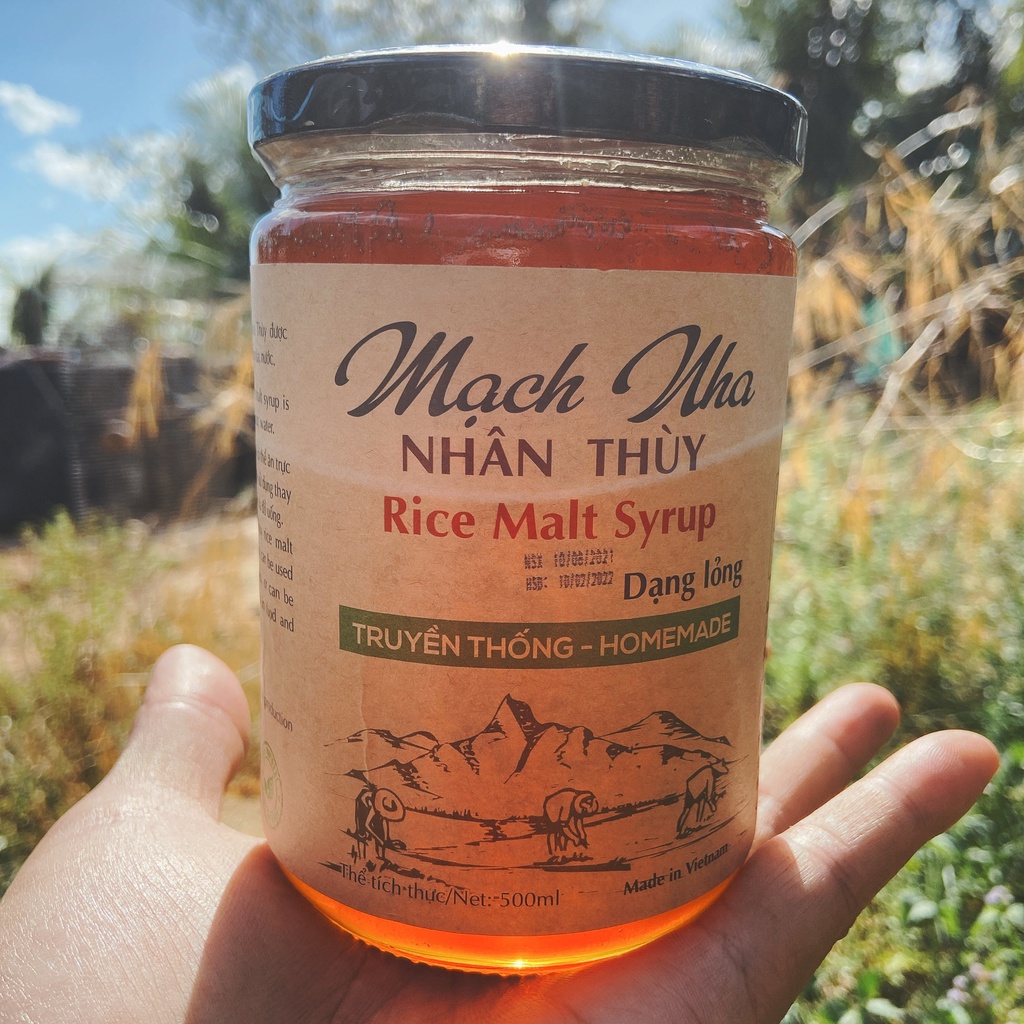 Mạch nha hữu cơ từ Gạo Lứt Tím và Mộng Lúa hiệu Nhân Thùy - Dạng lỏng/đặc - bao bì mới