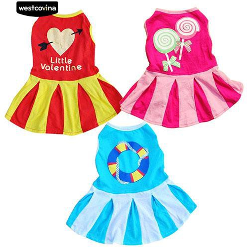 Đầm thun cotton họa tiết sọc màu đáng yêu cho chó cưng