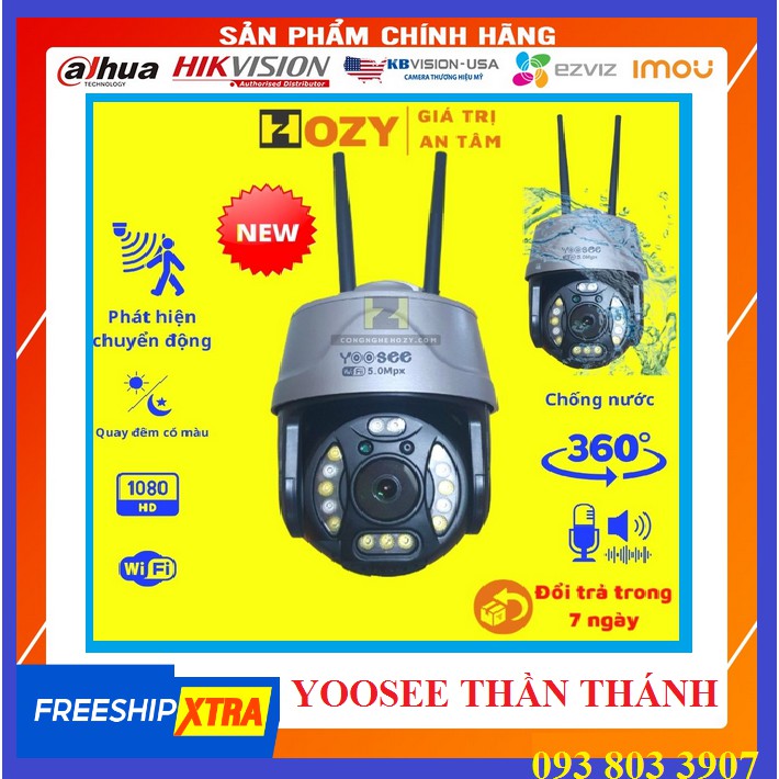 Camera wifi Yoosee 5.0 mpx camera ngoài trời 360 độ PTZ Full HD giám sát quay đêm có màu - MỚI 2022 - CAO CẤP