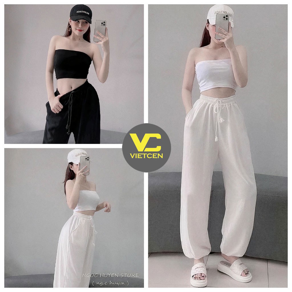 Set áo quây ôm không tay và quần jogger basic chun ống - VIETCEN