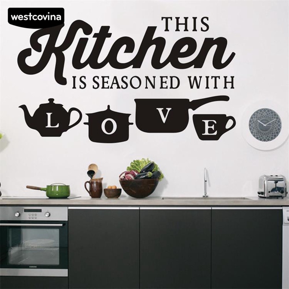 WEST❀ KITCHEN LOVE Pattern Removable Adhesive Wall Sticker Mural Home Art Decor