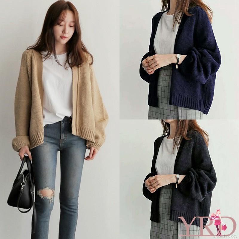 ÁO KHOÁC CARDIGAN LEN LỠ KO CÚC QUẢNG CHÂU