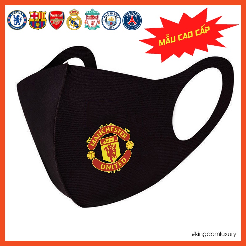 Khẩu Trang Vải Su CLB Bóng Đá Manchester United, Chelsea, Barca, Arsenal, Liverpool, Real Madrid, Man City