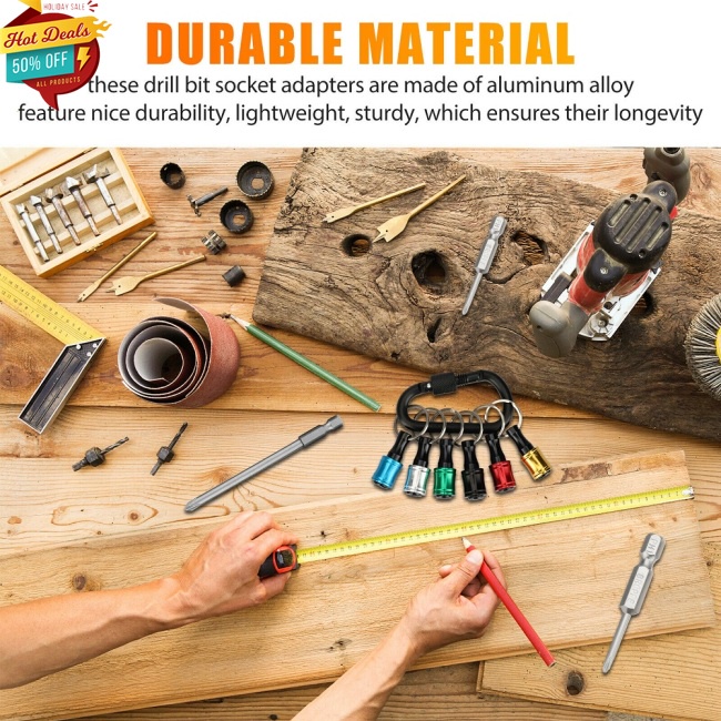 Bộ 6 Giá Đỡ Mũi Khoan Lục Giác 1/4&quot; Bằng Kim Loại Thiết Kế Dạng Móc Khóa Tiện Dụng