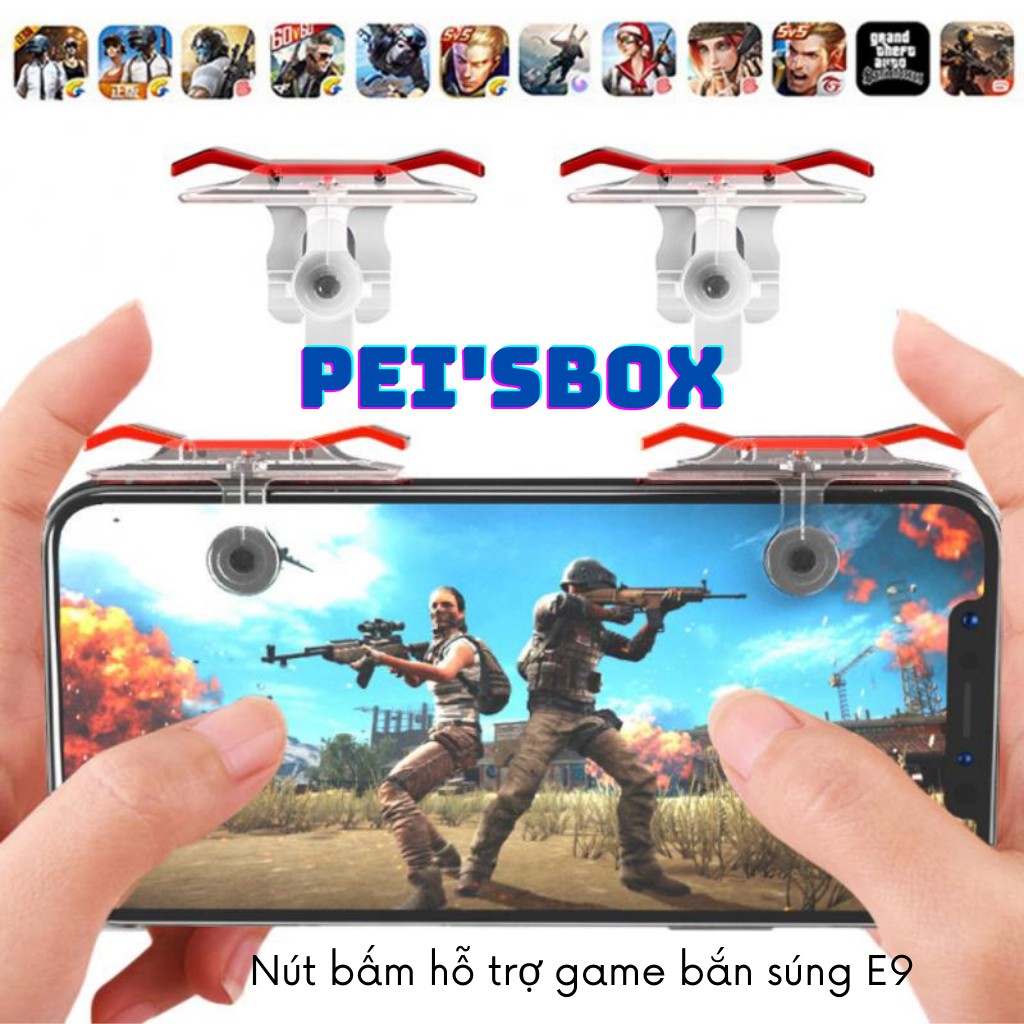 Nút bấm chơi Game PUBG/ ROS -E9 màu đỏ-bộ 2 cái -Phiên bản nút cơ cực nhạy dành cho Game bắn súng Moibie