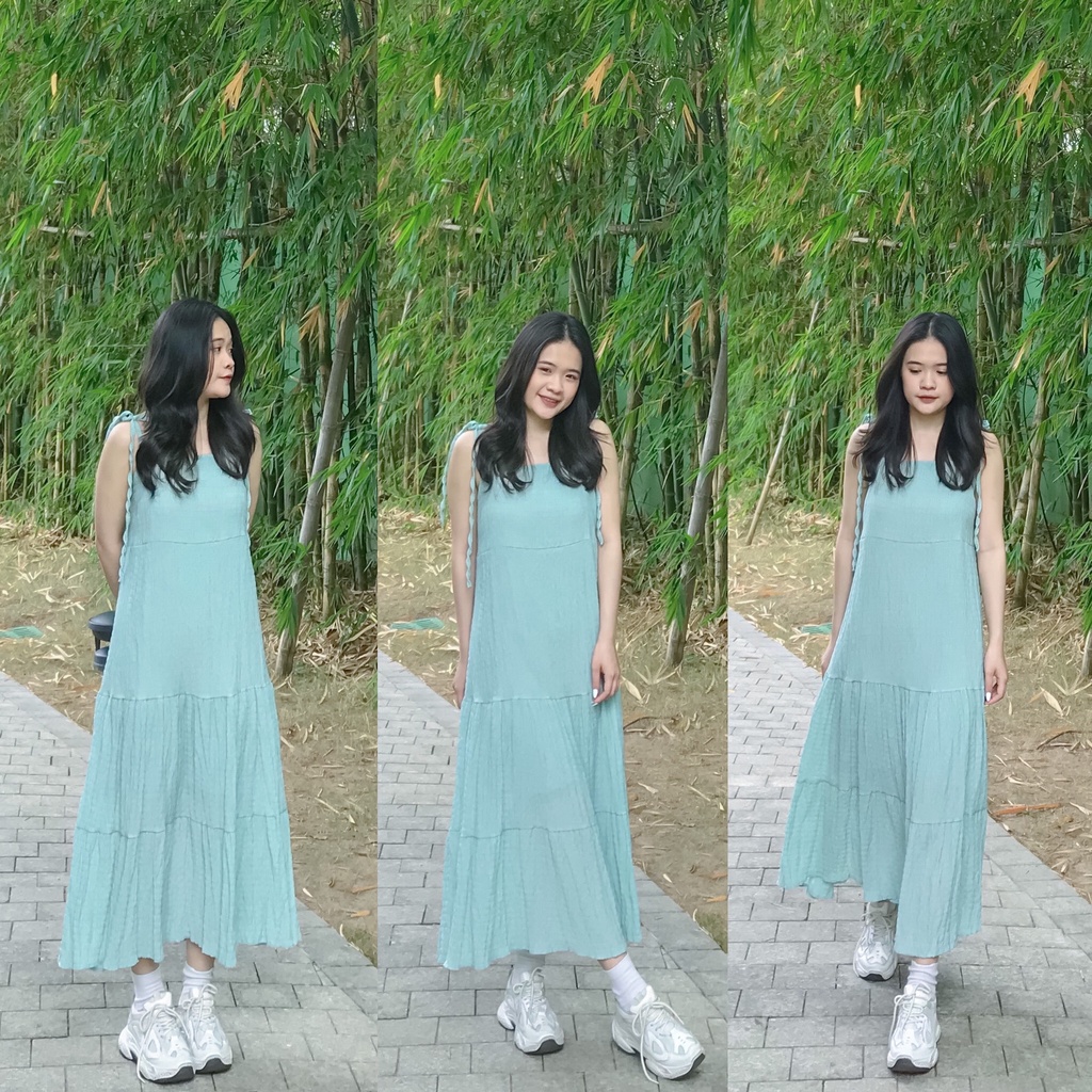 Váy 2 dây dáng dài suông váy hai dây maxi đi biển babydoll cổ cổ vuông 1993s boutique mã 5531