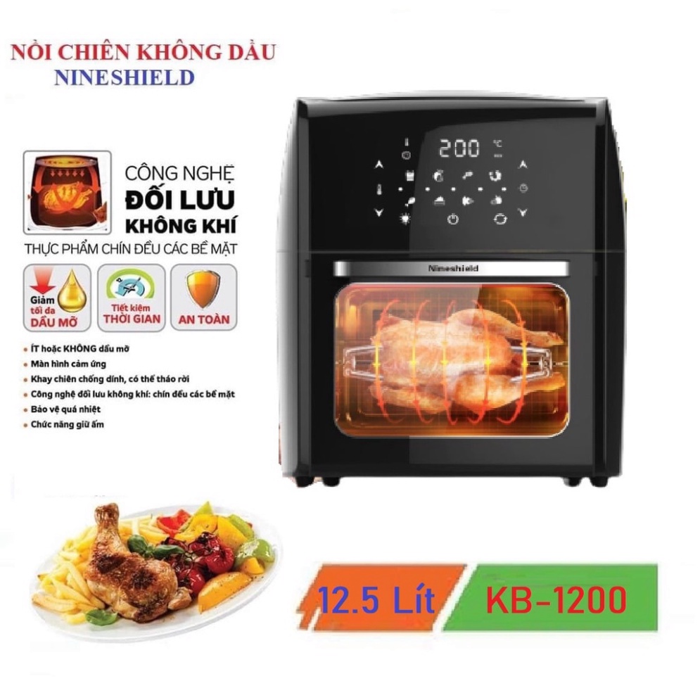 Nồi chiên không dầu Nine Shield điện tử 12,5L,bảo hành 12 tháng