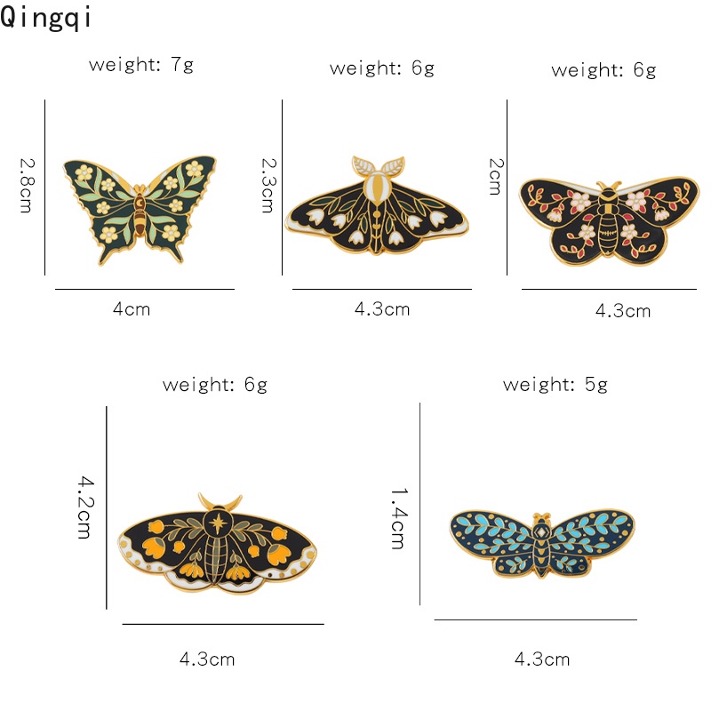 Ghim cài áo Miss Zoe hình bươm bướm hoạt họa nhiều màu tùy chọn cá tính