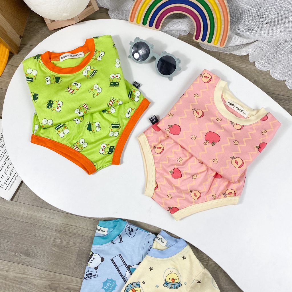 Bộ Ngắn Tay Quần Chip THUN LẠNH MINKY MOM In Hình Toàn Thân Cho Bé TN-IN93