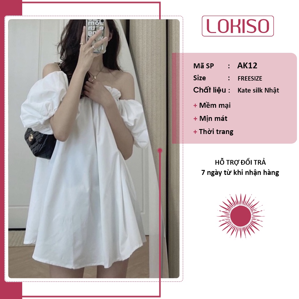 Áo trễ vai bèo hở vai tay phồng bồng rộng kiểu babydoll bánh bèo dễ thương LOKISO AK12