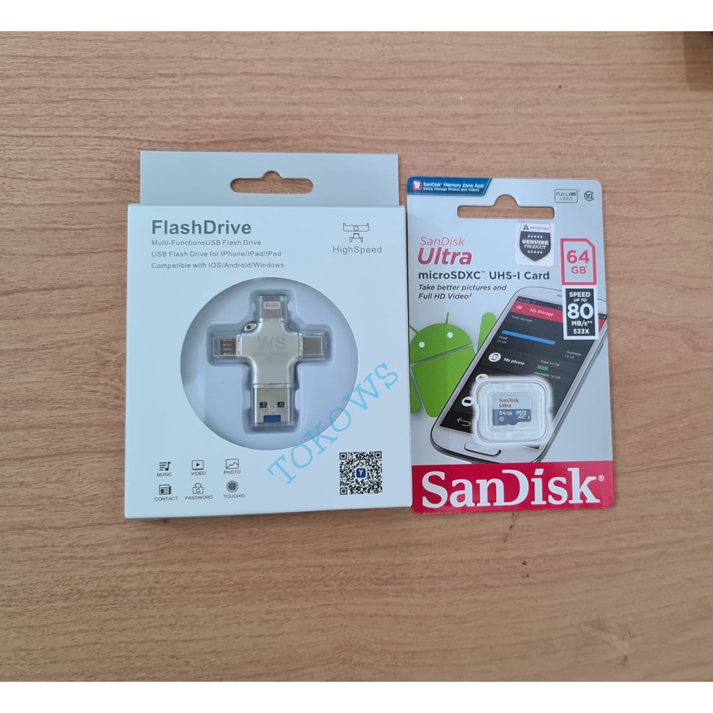 Thẻ Nhớ Sandisk Otg 4 Trong 1 Cho Iphone 64gb