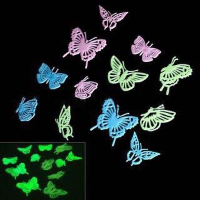 (M03) Dán tường hình bướm/ Bướm dạ quang phát sáng kèm băng keo
