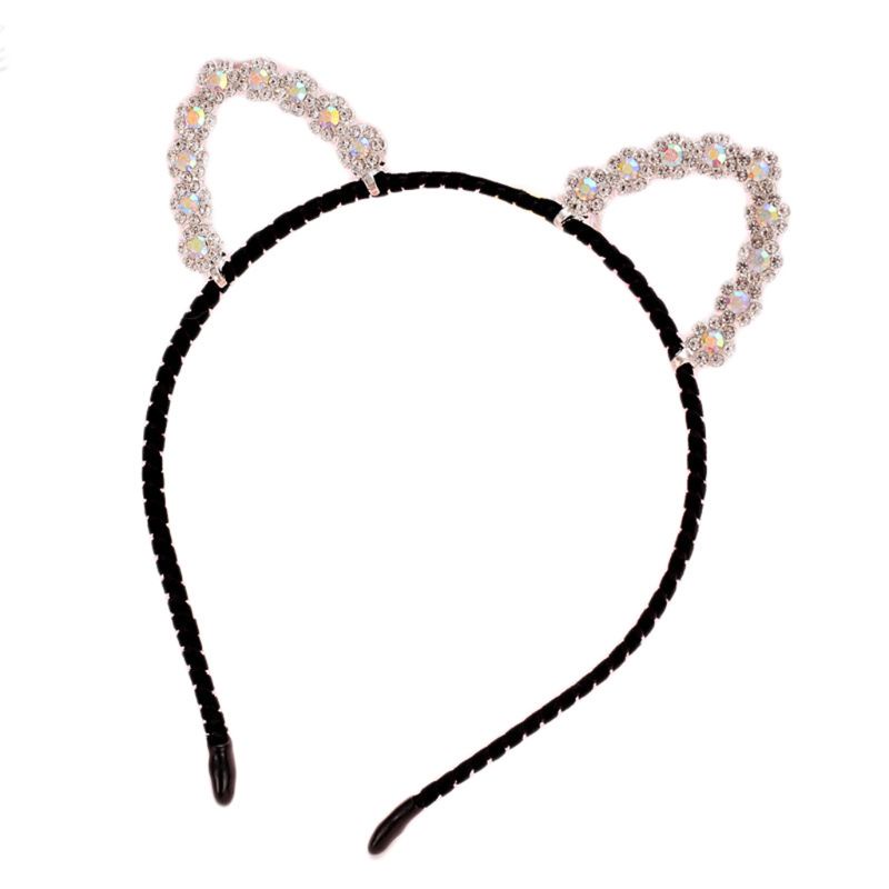 Băng Đô Cài Tóc Hình Tai Mèo Đính Đá Dễ Thương Cho Nữ