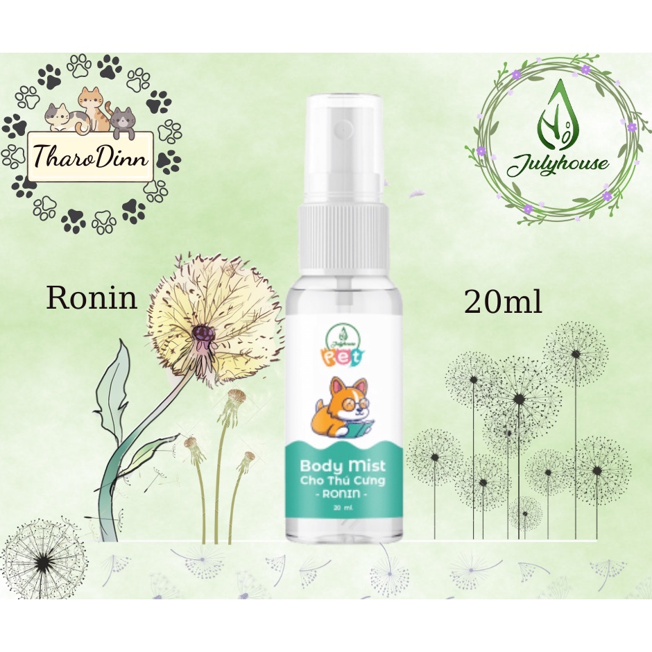 Bodymist xịt thơm khử mùi cho chó mèo 20ml JulyHouse dưỡng da lông, thơm lâu hương nước hoa