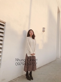 Set Áo len Chan váy da beo (ảnh thật)