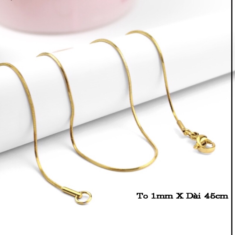 Dây chuyền mì titan không đen không gỉ Kami shop có thay móc tròn