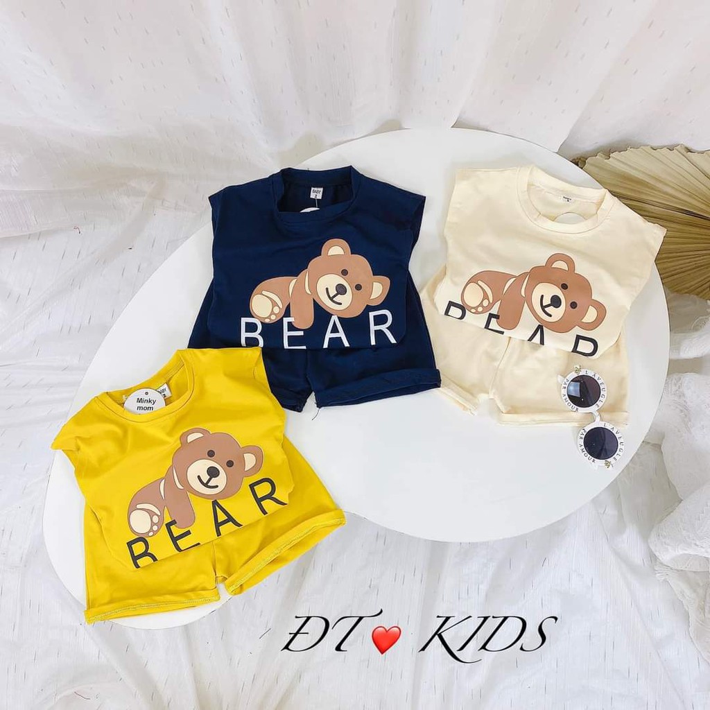 BỘ BA LỖ GẤU NÂU  BEAR CHO BÉ CHẤT COTTON SIÊU MÁT( ẢNH THẬT)