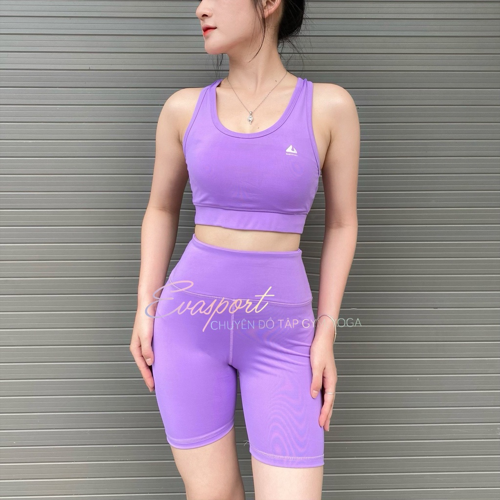 Set tập gym nữ ngố, tập yoga aerobic thể thao chạy bộ ôm body nữ dáng đẹp gồm áo bra quần ngố tập gym