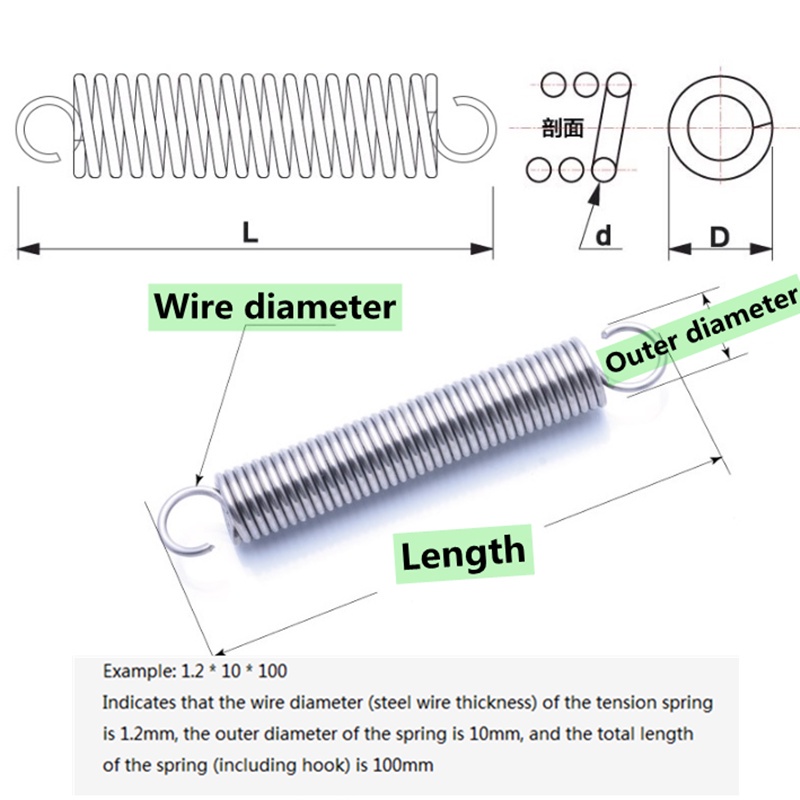 Lò Xo Xoắn Ốc Dài 10~120mm OD6-8 - 10mm Bằng Thép Không Gỉ Đường Kính 1.0mm