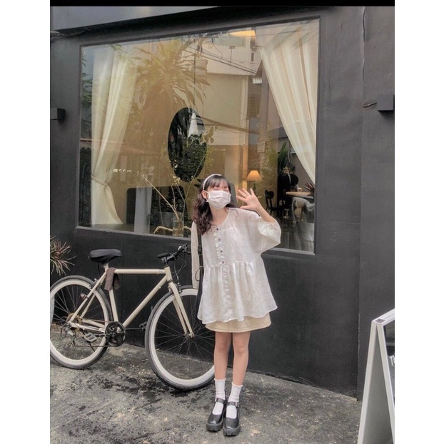 Áo Babydoll Tay Lỡ From Rộng Bầu Bí Bon Chen Chất Đũi Mềm Mát Siêu Cute