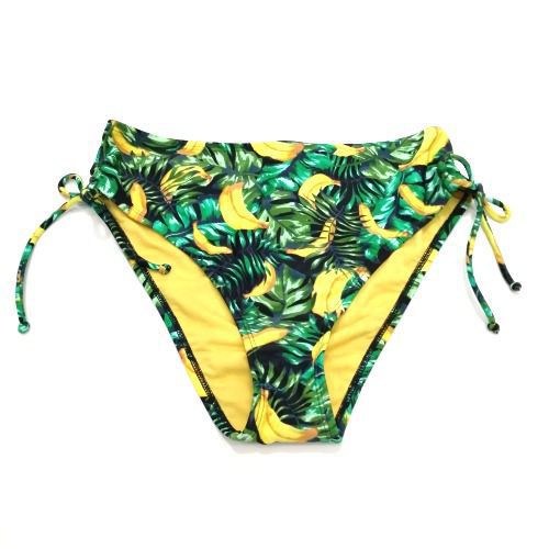 Quần bơi nữ GB in hình lá xanh phối màu vàng rút dây 2 bên 102568 ( TH9006 )