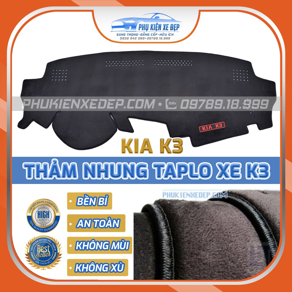 Thảm taplo ô tô lông cừu HÀNG LOẠI I xe KIA K3 chống nóng 3 lớp chống trượt