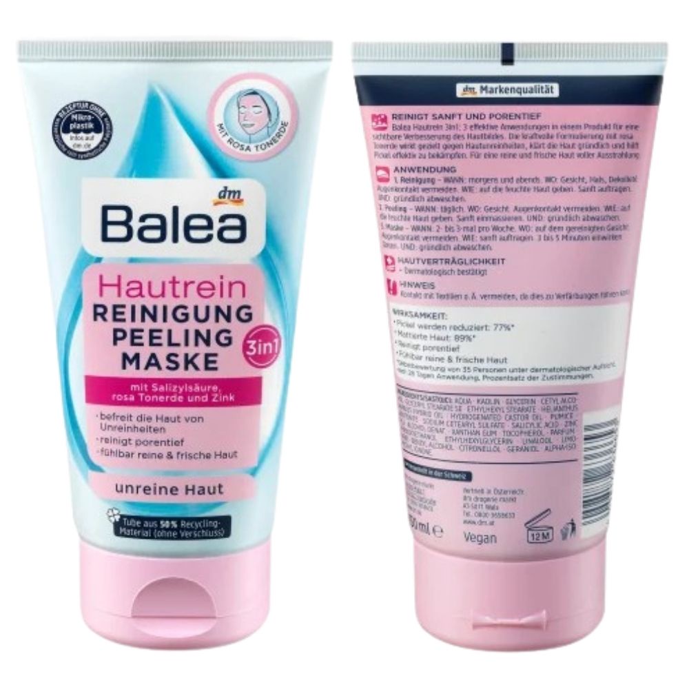 Sữa rửa mặt Balea Hautrein Reinigung Peeling Maske 3in1 150ml (sữa rửa mặt-mặt nạ-tẩy da chết) - Shop Mecici