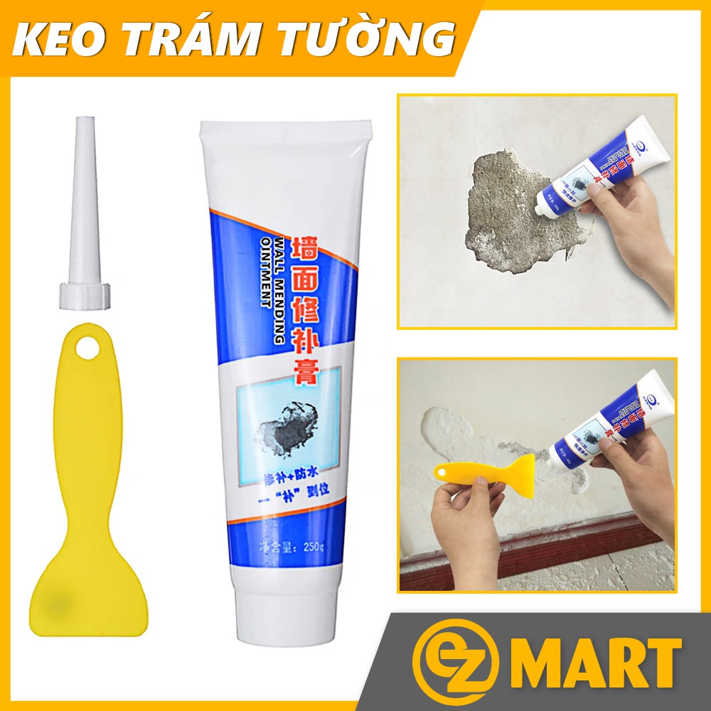 Tuýp Keo Trám Tường Trắng, Keo Vá Tường Đa Năng Chống Thấm Xử Lý Nhanh Vết Nứt Bong Tróc -Tặng Kèm Dụng Cụ Trám