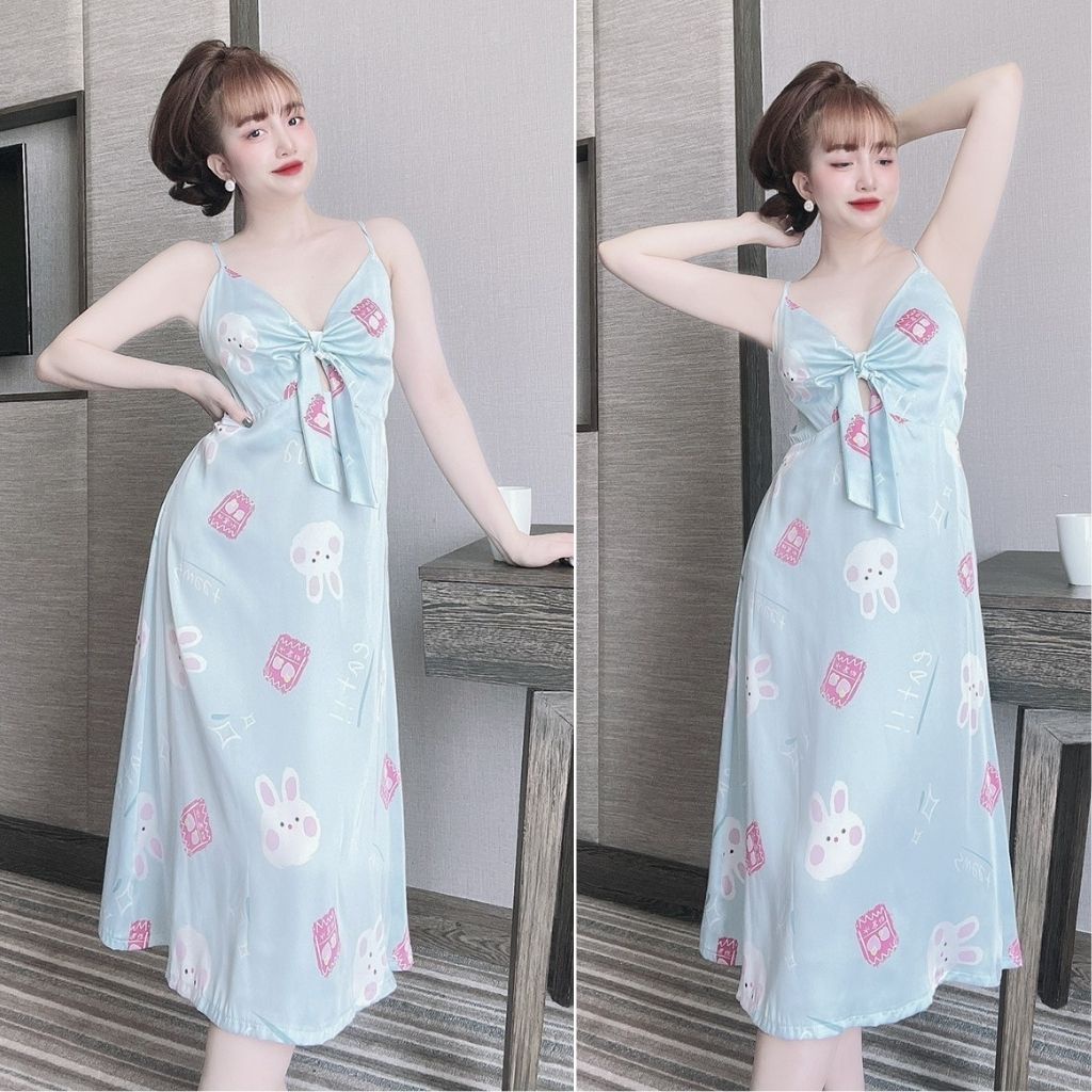 Váy ngủ sexy ❣️FREE SHIP❣️ Đầm ngủ sexy lụa Latin Chất Siêu Mát Dáng Siêu Xinh &lt; 60kg
