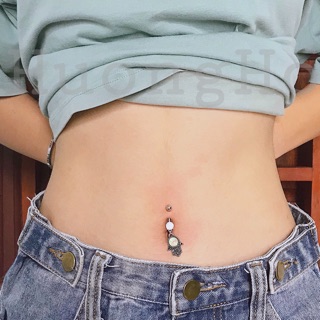 (1 chiếc) Khuyên rốn đá Opal, thép không gỉ