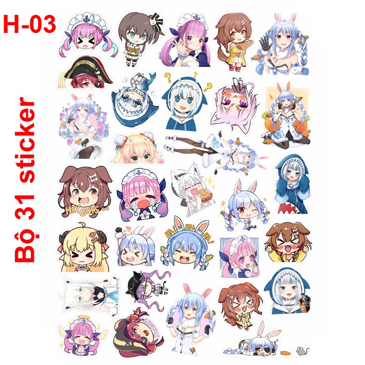 STicker/ Hình dán anime Hololive Gawr Gura