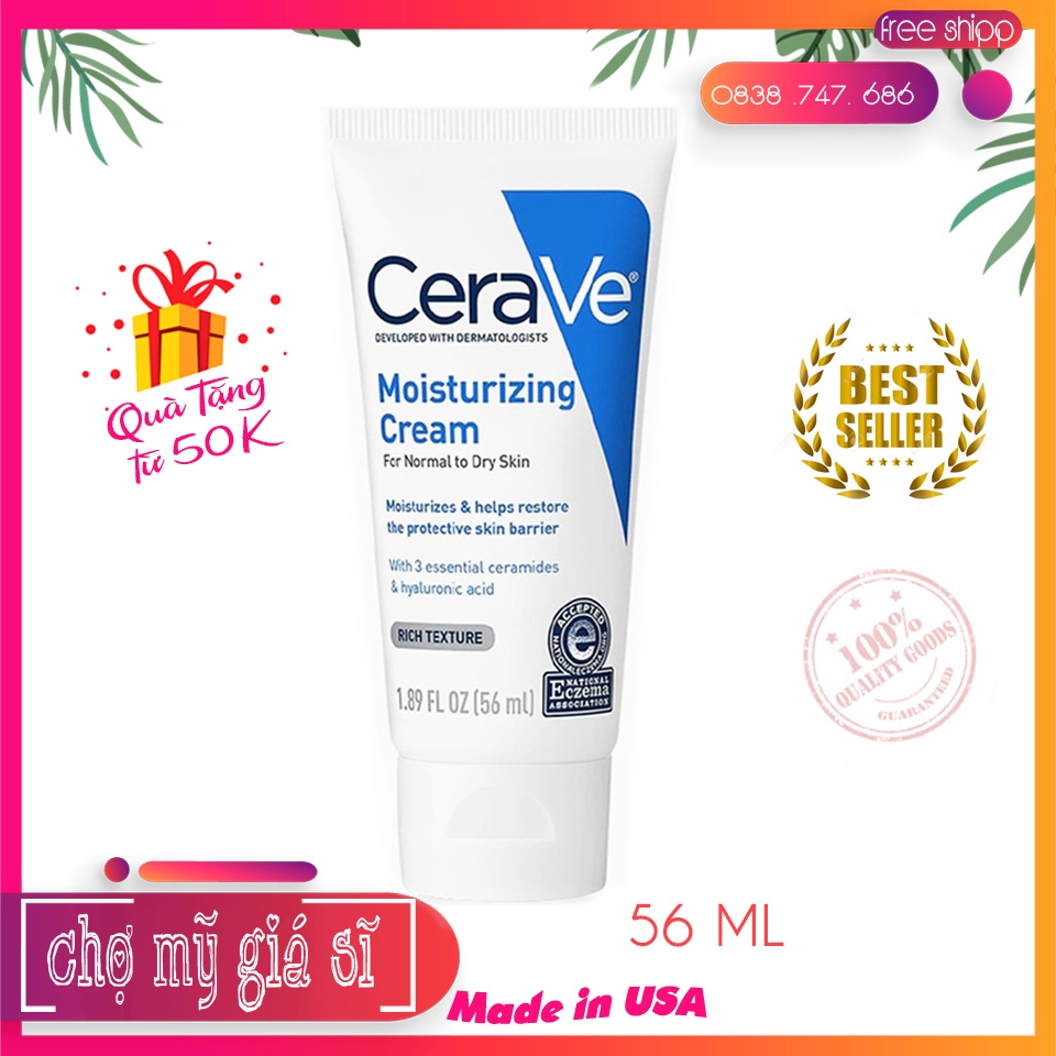 Kem dưỡng CeraVe Moisturizing Cream For Normal to Dry Skin 56ML
