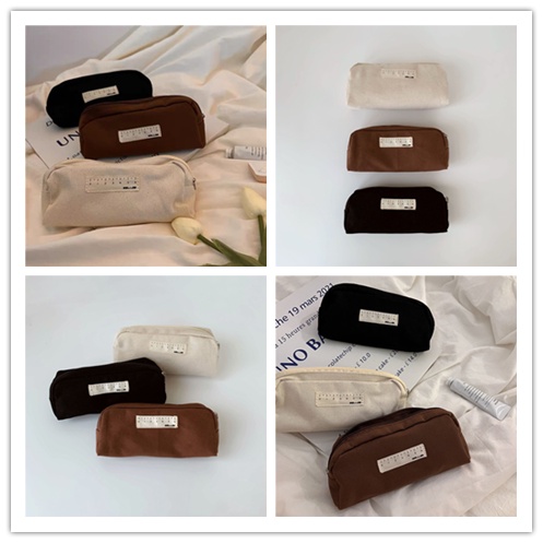 Túi Đựng Bút/Mỹ Phẩm Bằng Vải Bạt Phong Cách Hàn Quốc Tiện Dụng
