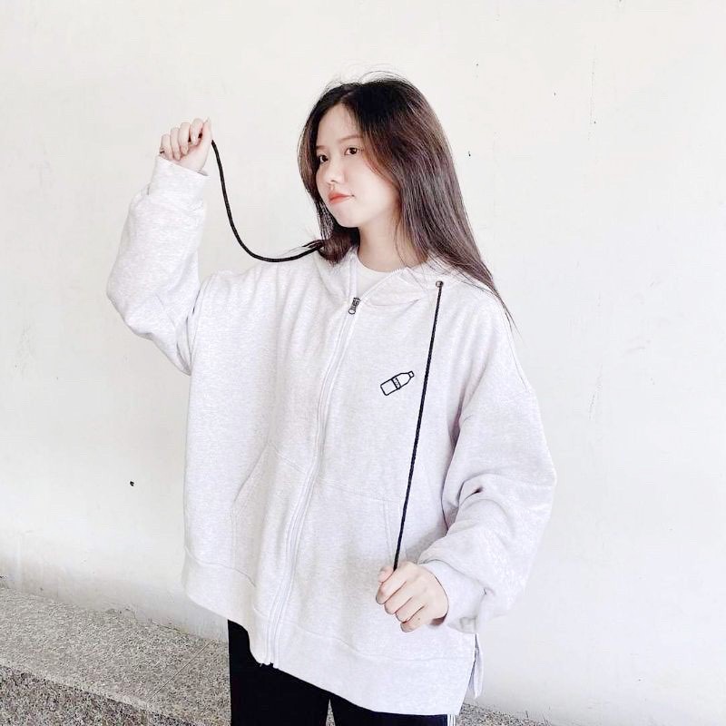 Áo khoác hoodie nỉ bông BÌNH SỮA ulzzang unisex form rộng dây kéo zip dày giá rẻ đẹp A00146 | BigBuy360 - bigbuy360.vn