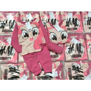 Set bộ cotton dài tay Pony hồng cho bé gái